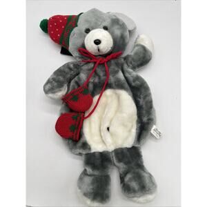 Vtg Christmas Bear Stocking Pajama Jammy Bag Plush Bear North Pole Wellington